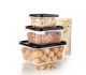 Fendex New 700 ML, 1400 ML, 2400 ML Square Shape Food Storage Kitchen Container Set Of 3 (Black)