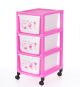 Fendex New 3 Layer Printed Plastic Modular Drawer With Trolley Wheels for Home Office Hospital Parlor School Doctors and Kids Multi-Purpose Storage Box (Pink)
