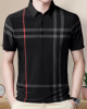 EyeBogler  Checkered Men Polo Neck Black T-Shirt